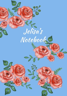 Download Jelisa's Notebook: Personalized Journal - Garden Flowers Pattern. Red Rose Blooms on Baby Blue Cover. Dot Grid Notebook for Notes, Journaling. Floral Watercolor Design with First Name -  file in PDF